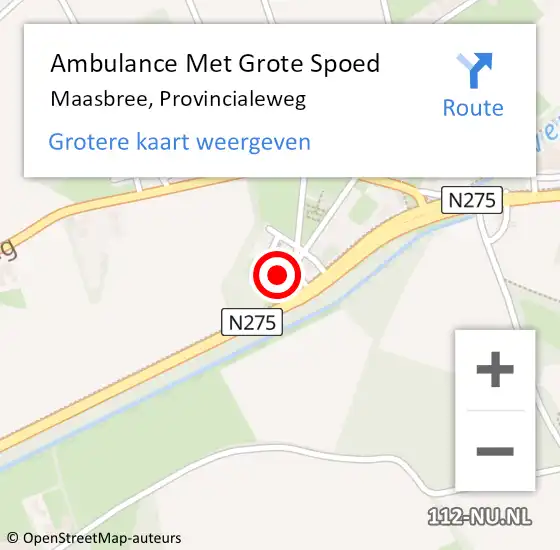 Locatie op kaart van de 112 melding: Ambulance Met Grote Spoed Naar Maasbree, Provincialeweg op 24 maart 2024 15:38