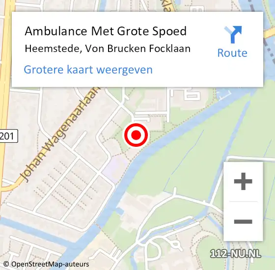 Locatie op kaart van de 112 melding: Ambulance Met Grote Spoed Naar Heemstede, Von Brucken Focklaan op 24 maart 2024 15:43