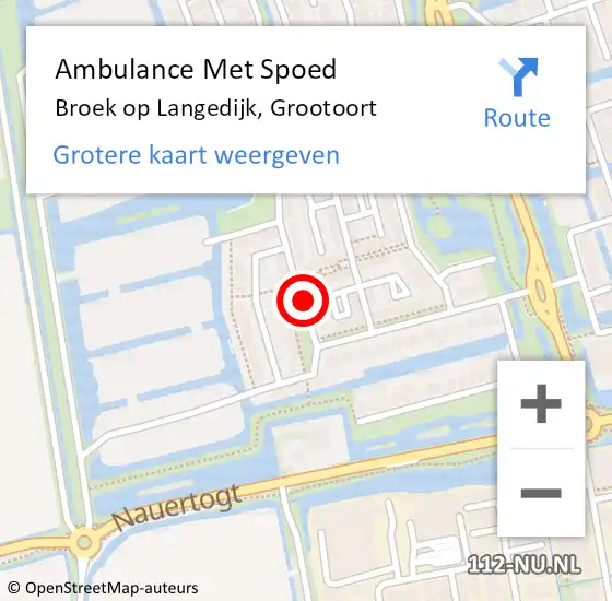 Locatie op kaart van de 112 melding: Ambulance Met Spoed Naar Broek op Langedijk, Grootoort op 24 maart 2024 16:13