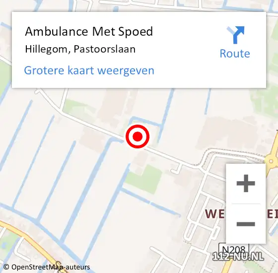 Locatie op kaart van de 112 melding: Ambulance Met Spoed Naar Hillegom, Pastoorslaan op 24 maart 2024 16:27