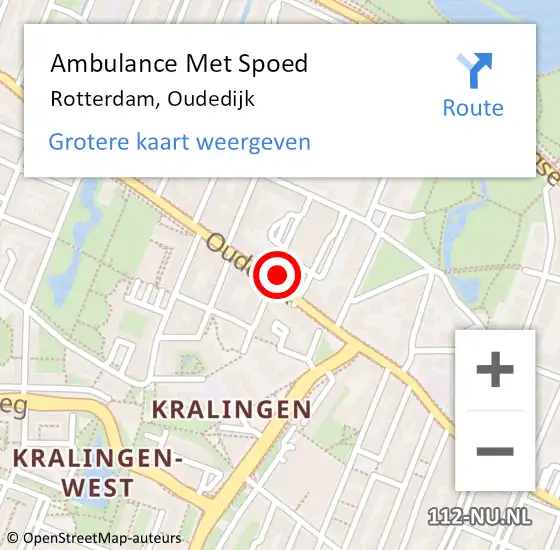Locatie op kaart van de 112 melding: Ambulance Met Spoed Naar Rotterdam, Oudedijk op 24 maart 2024 16:31