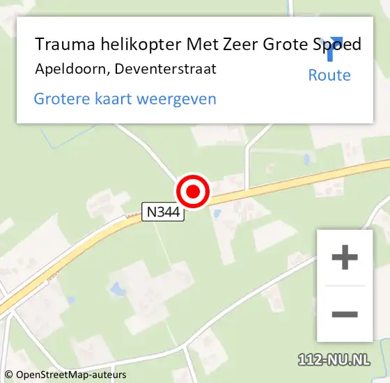 Locatie op kaart van de 112 melding: Trauma helikopter Met Zeer Grote Spoed Naar Apeldoorn, Deventerstraat op 24 maart 2024 16:44