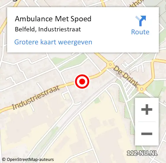 Locatie op kaart van de 112 melding: Ambulance Met Spoed Naar Belfeld, Industriestraat op 24 maart 2024 17:29