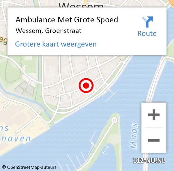 Locatie op kaart van de 112 melding: Ambulance Met Grote Spoed Naar Wessem, Groenstraat op 24 maart 2024 17:57