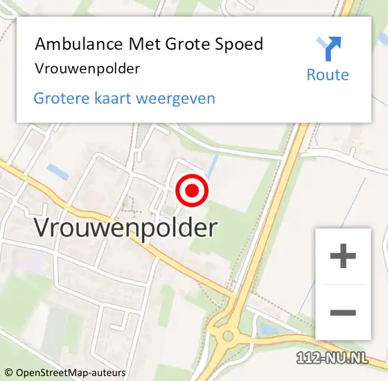 Locatie op kaart van de 112 melding: Ambulance Met Grote Spoed Naar Vrouwenpolder op 24 maart 2024 18:10