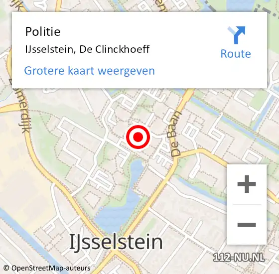 Locatie op kaart van de 112 melding: Politie IJsselstein, De Clinckhoeff op 24 maart 2024 18:29