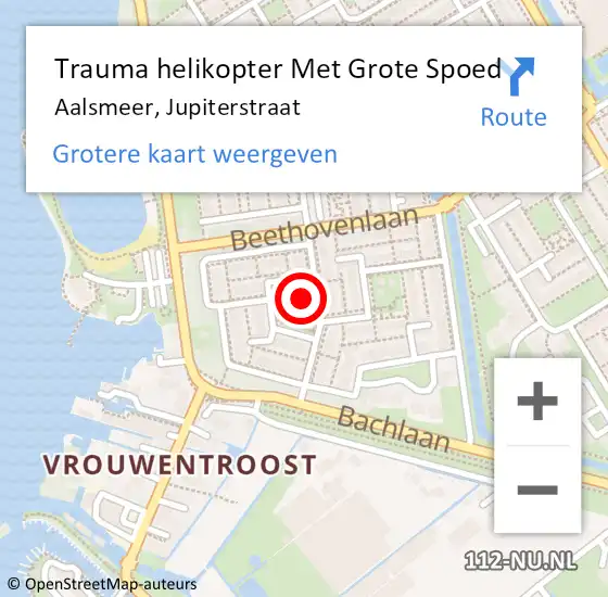 Locatie op kaart van de 112 melding: Trauma helikopter Met Grote Spoed Naar Aalsmeer, Jupiterstraat op 24 maart 2024 18:38