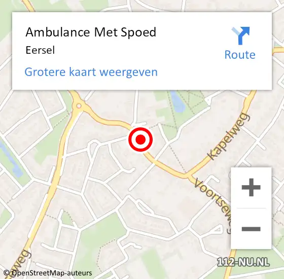 Locatie op kaart van de 112 melding: Ambulance Met Spoed Naar Eersel op 24 maart 2024 18:50