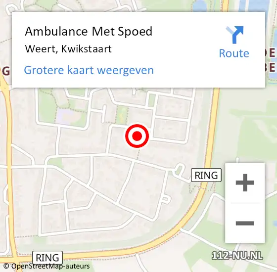 Locatie op kaart van de 112 melding: Ambulance Met Spoed Naar Weert, Kwikstaart op 24 maart 2024 19:41