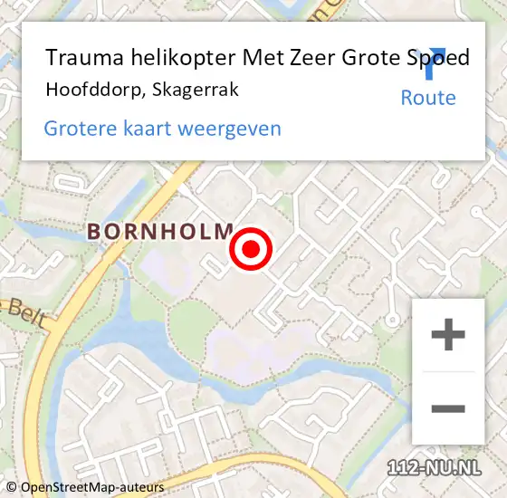 Locatie op kaart van de 112 melding: Trauma helikopter Met Zeer Grote Spoed Naar Hoofddorp, Skagerrak op 24 maart 2024 20:01