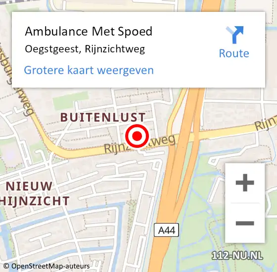 Locatie op kaart van de 112 melding: Ambulance Met Spoed Naar Oegstgeest, Rijnzichtweg op 24 maart 2024 20:13