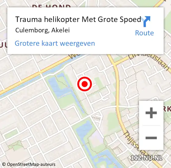 Locatie op kaart van de 112 melding: Trauma helikopter Met Grote Spoed Naar Culemborg, Akelei op 24 maart 2024 20:30
