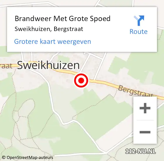 Locatie op kaart van de 112 melding: Brandweer Met Grote Spoed Naar Sweikhuizen, Bergstraat op 24 maart 2024 20:32