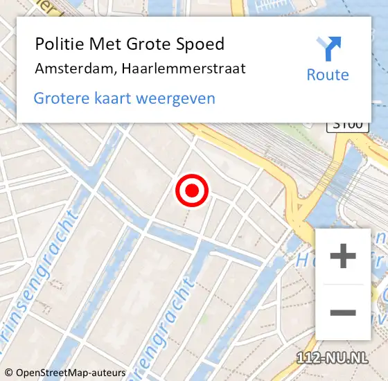 Locatie op kaart van de 112 melding: Politie Met Grote Spoed Naar Amsterdam, Haarlemmerstraat op 24 maart 2024 21:10