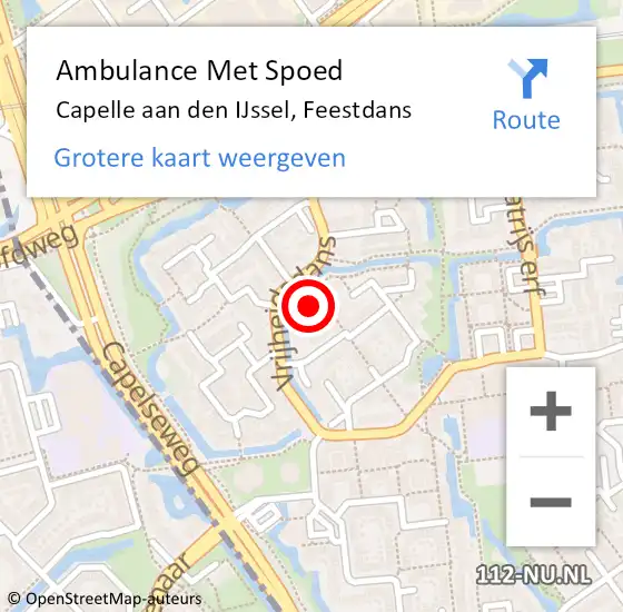 Locatie op kaart van de 112 melding: Ambulance Met Spoed Naar Capelle aan den IJssel, Feestdans op 24 maart 2024 21:44