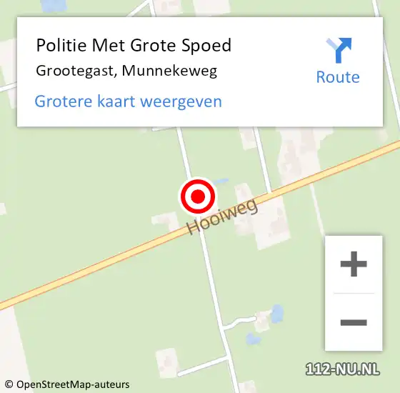 Locatie op kaart van de 112 melding: Politie Met Grote Spoed Naar Grootegast, Munnekeweg op 24 maart 2024 21:55