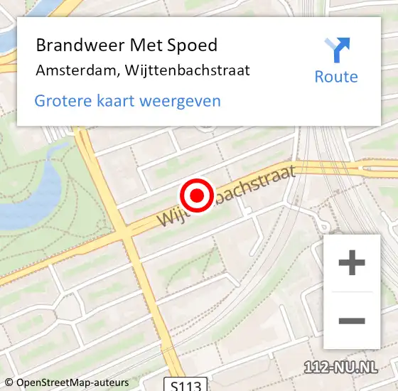 Locatie op kaart van de 112 melding: Brandweer Met Spoed Naar Amsterdam, Wijttenbachstraat op 24 maart 2024 22:00