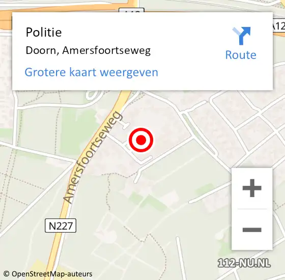 Locatie op kaart van de 112 melding: Politie Doorn, Amersfoortseweg op 24 maart 2024 22:20