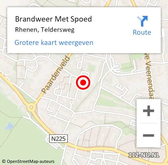 Locatie op kaart van de 112 melding: Brandweer Met Spoed Naar Rhenen, Teldersweg op 24 maart 2024 22:48