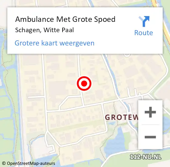 Locatie op kaart van de 112 melding: Ambulance Met Grote Spoed Naar Schagen, Witte Paal op 24 maart 2024 23:31