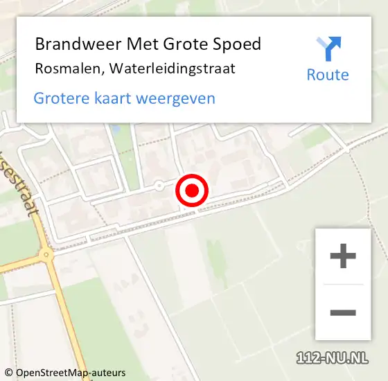 Locatie op kaart van de 112 melding: Brandweer Met Grote Spoed Naar Rosmalen, Waterleidingstraat op 24 maart 2024 23:39