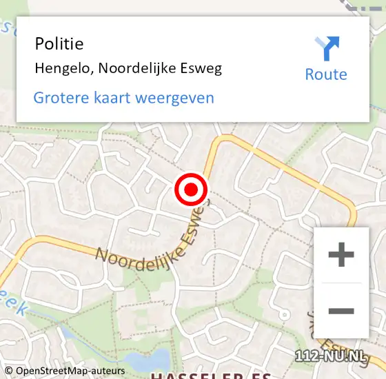 Locatie op kaart van de 112 melding: Politie Hengelo, Noordelijke Esweg op 25 maart 2024 01:13