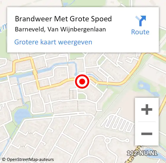 Locatie op kaart van de 112 melding: Brandweer Met Grote Spoed Naar Barneveld, Van Wijnbergenlaan op 25 maart 2024 01:49