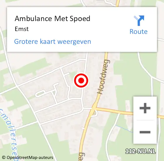 Locatie op kaart van de 112 melding: Ambulance Met Spoed Naar Emst op 25 maart 2024 02:08