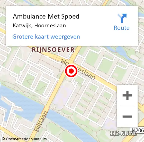 Locatie op kaart van de 112 melding: Ambulance Met Spoed Naar Katwijk, Hoorneslaan op 25 maart 2024 02:08
