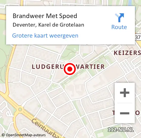 Locatie op kaart van de 112 melding: Brandweer Met Spoed Naar Deventer, Karel de Grotelaan op 25 maart 2024 03:10