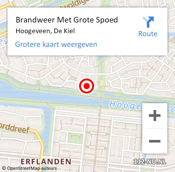 Locatie op kaart van de 112 melding: Brandweer Met Grote Spoed Naar Hoogeveen, De Kiel op 25 maart 2024 03:59