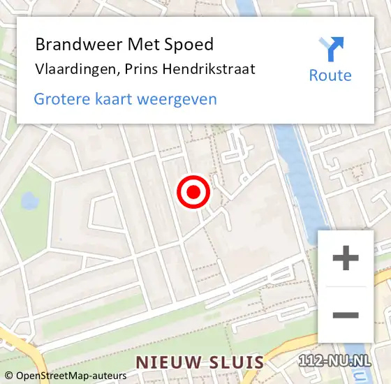 Locatie op kaart van de 112 melding: Brandweer Met Spoed Naar Vlaardingen, Prins Hendrikstraat op 25 maart 2024 04:29