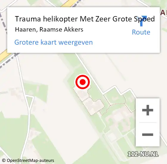Locatie op kaart van de 112 melding: Trauma helikopter Met Zeer Grote Spoed Naar Haaren, Raamse Akkers op 25 maart 2024 05:14