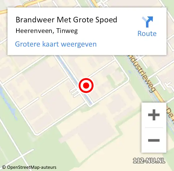 Locatie op kaart van de 112 melding: Brandweer Met Grote Spoed Naar Heerenveen, Tinweg op 25 maart 2024 05:43