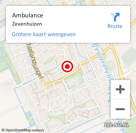 Locatie op kaart van de 112 melding: Ambulance Zevenhuizen op 25 maart 2024 05:47