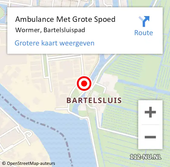 Locatie op kaart van de 112 melding: Ambulance Met Grote Spoed Naar Wormer, Bartelsluispad op 25 maart 2024 05:52