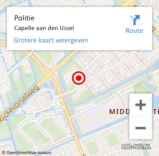 Locatie op kaart van de 112 melding: Politie Capelle aan den IJssel op 25 maart 2024 06:25