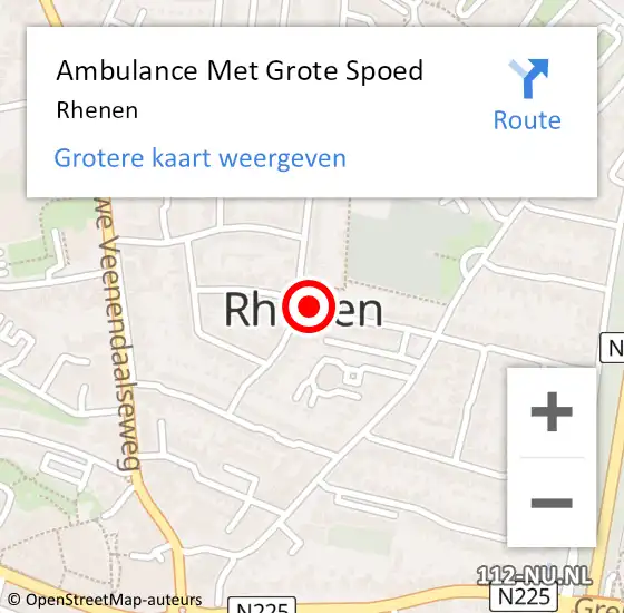 Locatie op kaart van de 112 melding: Ambulance Met Grote Spoed Naar Rhenen op 25 maart 2024 06:39