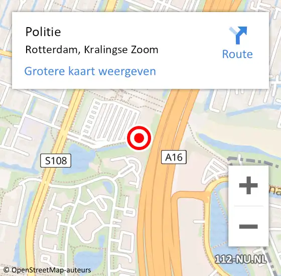 Locatie op kaart van de 112 melding: Politie Rotterdam, Kralingse Zoom op 25 maart 2024 07:25
