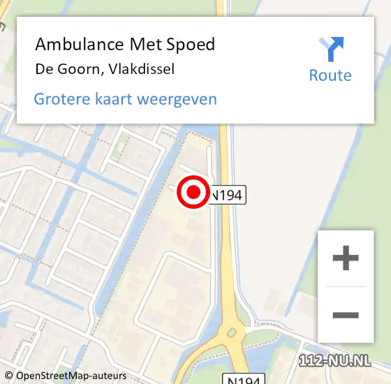 Locatie op kaart van de 112 melding: Ambulance Met Spoed Naar De Goorn, Vlakdissel op 25 maart 2024 07:37