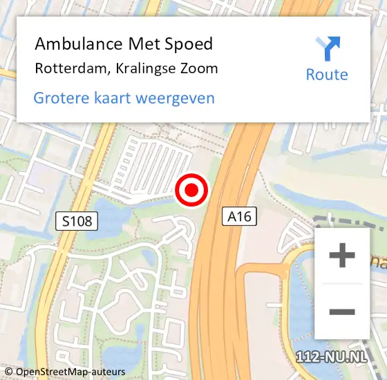 Locatie op kaart van de 112 melding: Ambulance Met Spoed Naar Rotterdam, Kralingse Zoom op 25 maart 2024 07:45