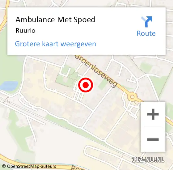 Locatie op kaart van de 112 melding: Ambulance Met Spoed Naar Ruurlo op 25 maart 2024 07:45