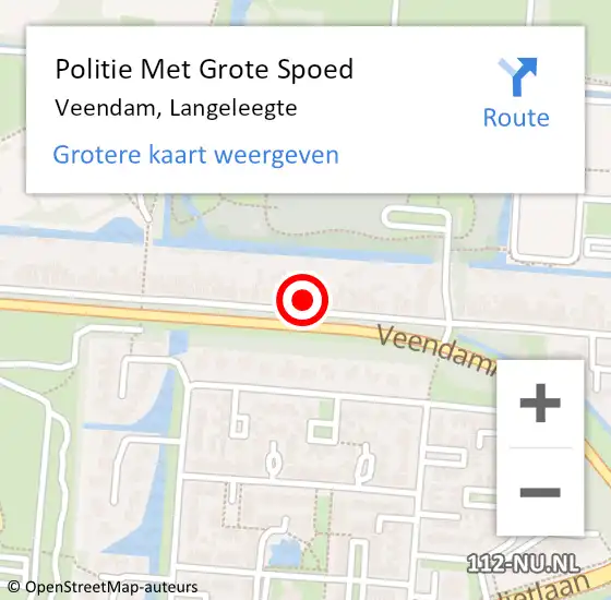 Locatie op kaart van de 112 melding: Politie Met Grote Spoed Naar Veendam, Langeleegte op 25 maart 2024 07:55