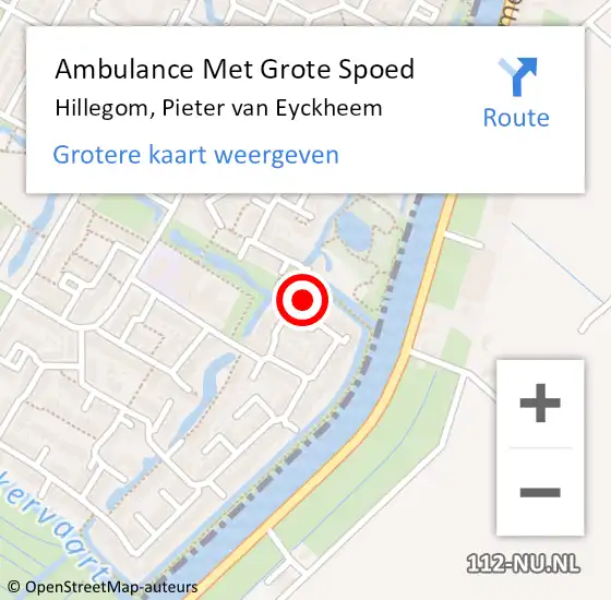 Locatie op kaart van de 112 melding: Ambulance Met Grote Spoed Naar Hillegom, Pieter van Eyckheem op 25 maart 2024 08:08