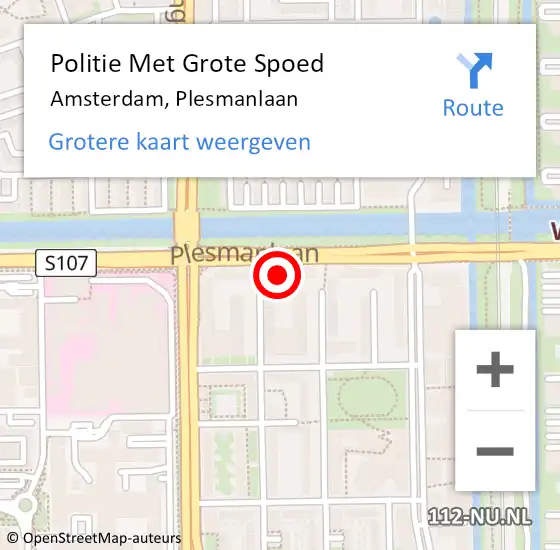 Locatie op kaart van de 112 melding: Politie Met Grote Spoed Naar Amsterdam, Plesmanlaan op 25 maart 2024 08:13