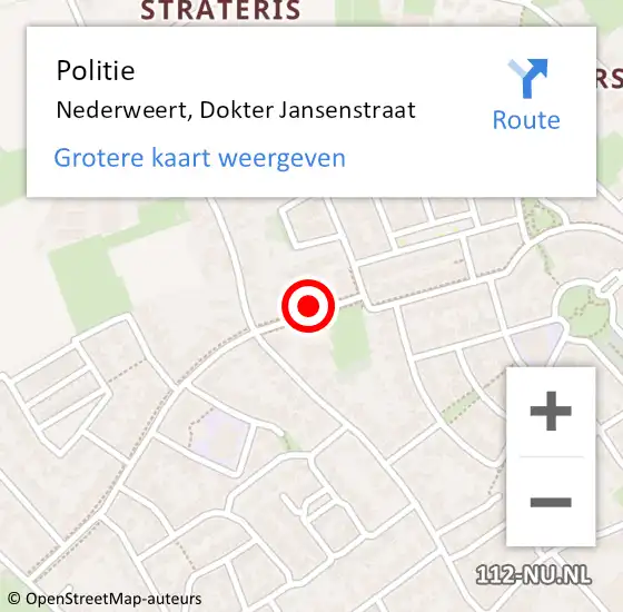 Locatie op kaart van de 112 melding: Politie Nederweert, Dokter Jansenstraat op 25 maart 2024 08:23