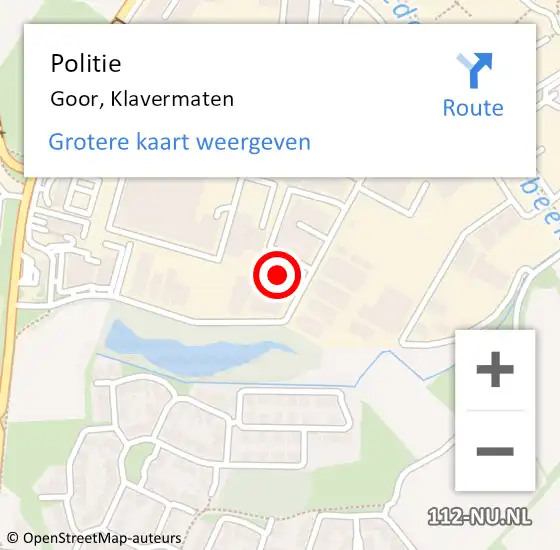 Locatie op kaart van de 112 melding: Politie Goor, Klavermaten op 25 maart 2024 08:46