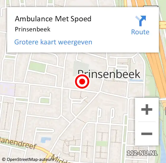 Locatie op kaart van de 112 melding: Ambulance Met Spoed Naar Prinsenbeek op 25 maart 2024 08:50