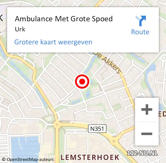 Locatie op kaart van de 112 melding: Ambulance Met Grote Spoed Naar Urk op 25 maart 2024 08:59