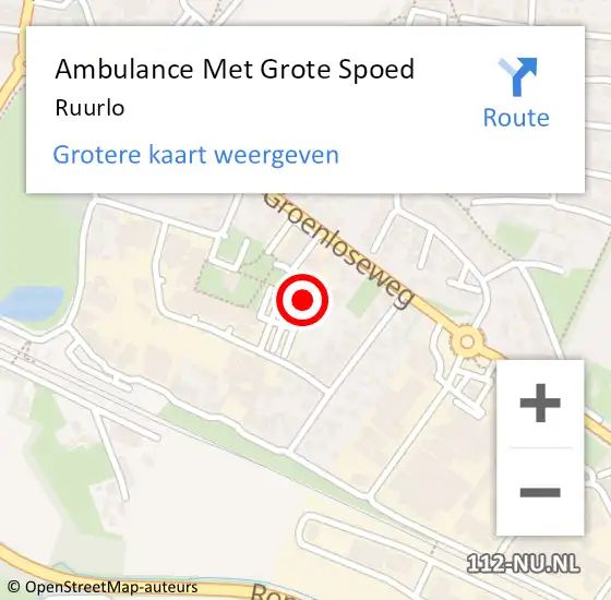 Locatie op kaart van de 112 melding: Ambulance Met Grote Spoed Naar Ruurlo op 25 maart 2024 09:13
